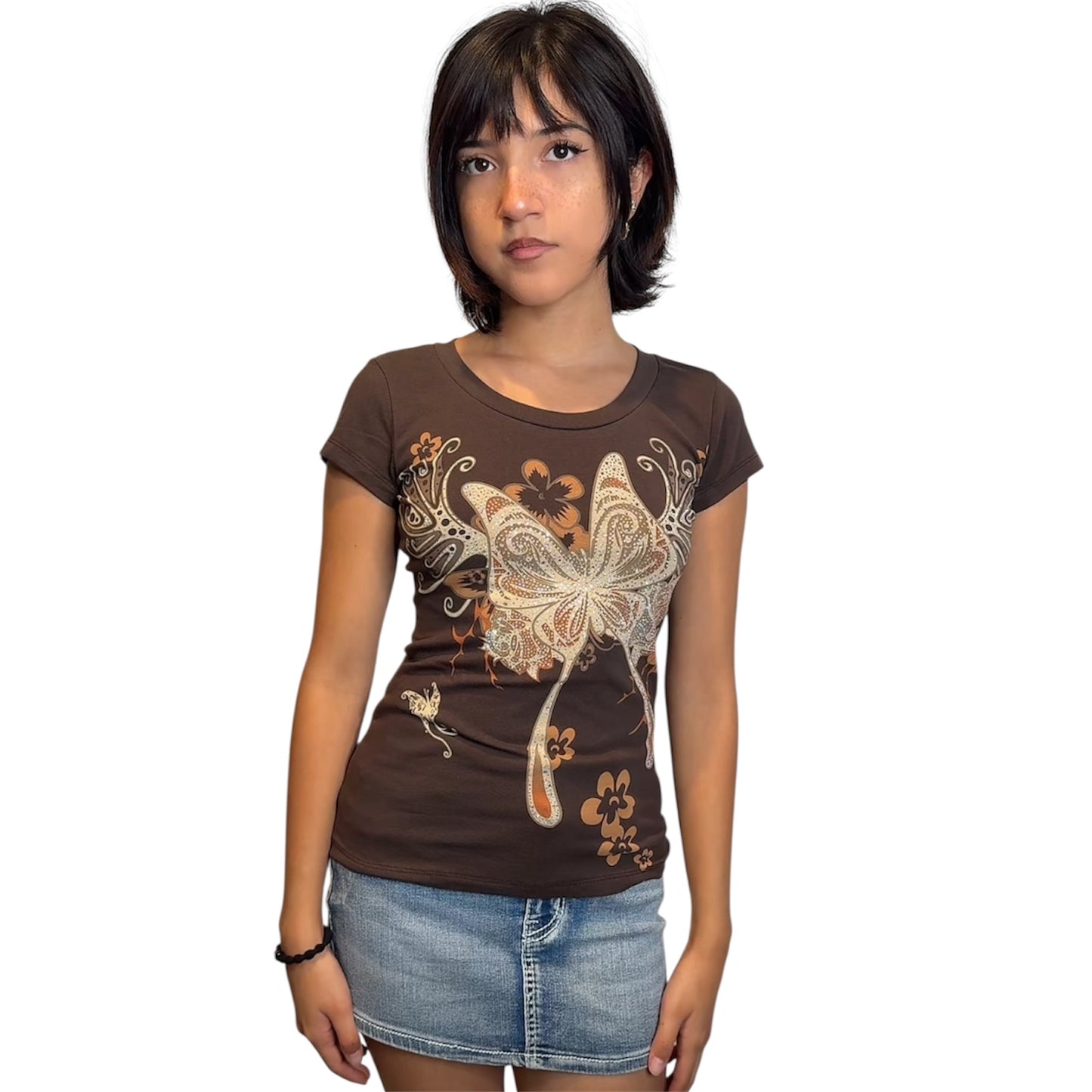 Butterfly Bliss T Shirt Brown