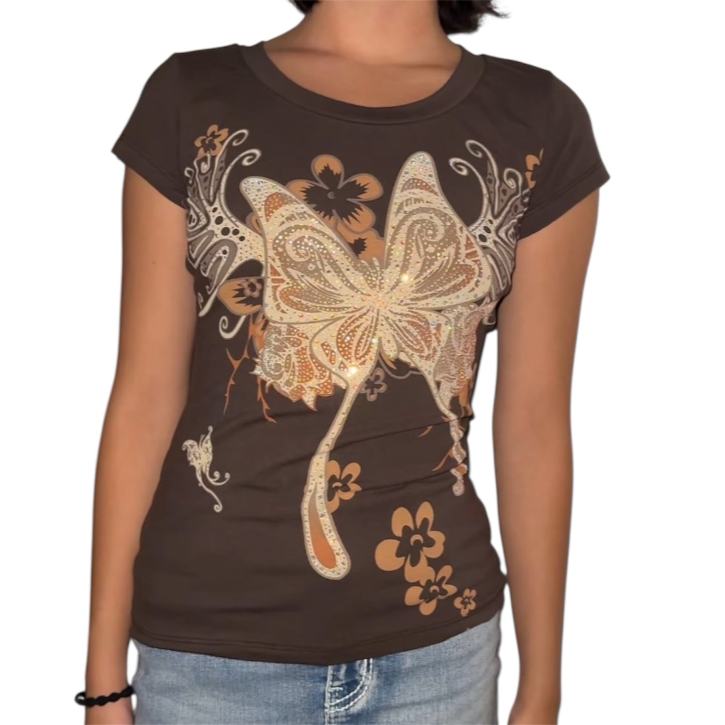 Butterfly Bliss T Shirt Brown