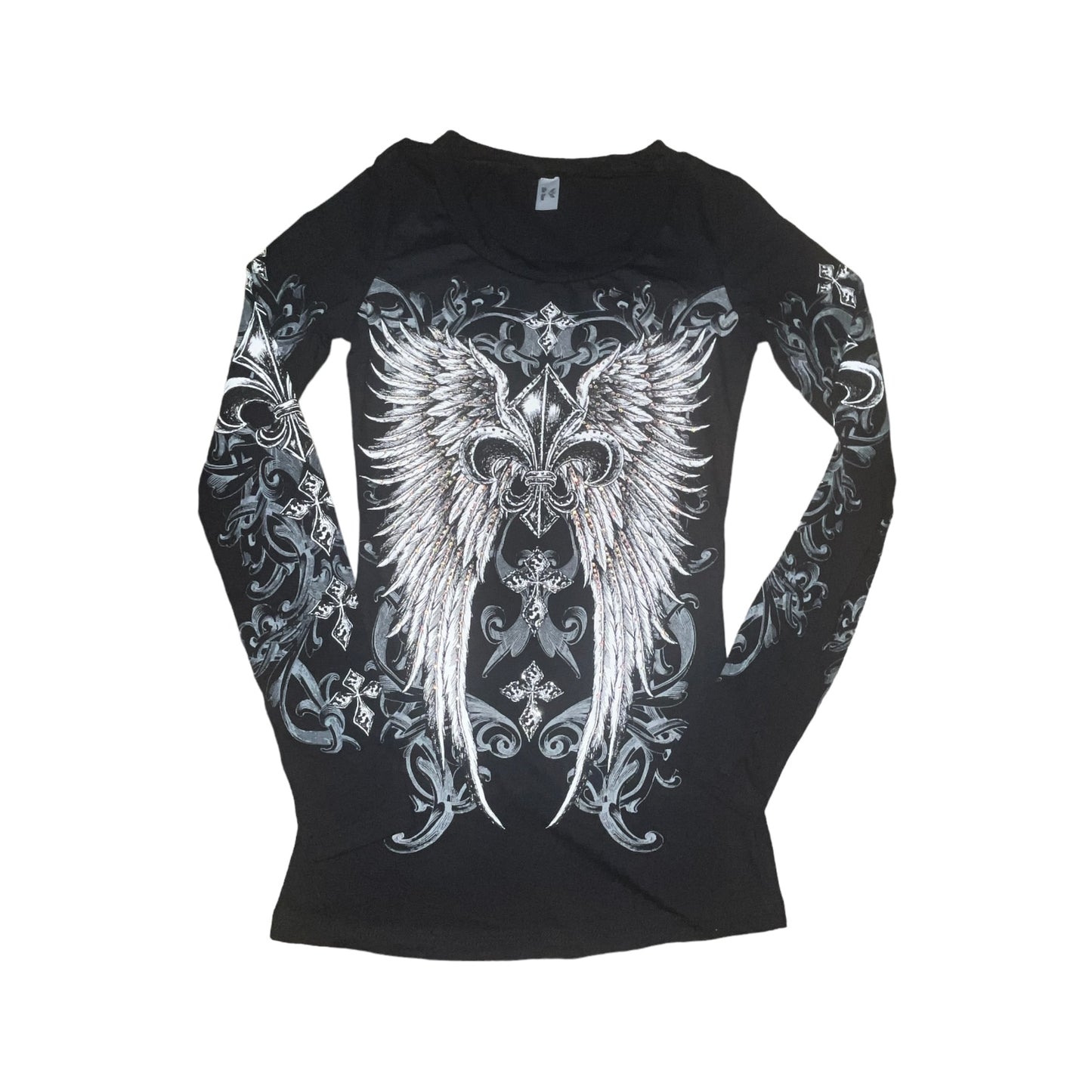 Celestia Rhinestone Long Sleeve Black