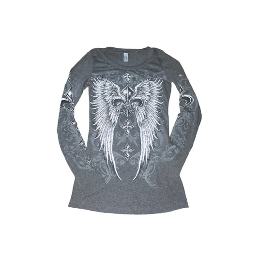 Celestia Rhinestone Long Sleeve Charcoal