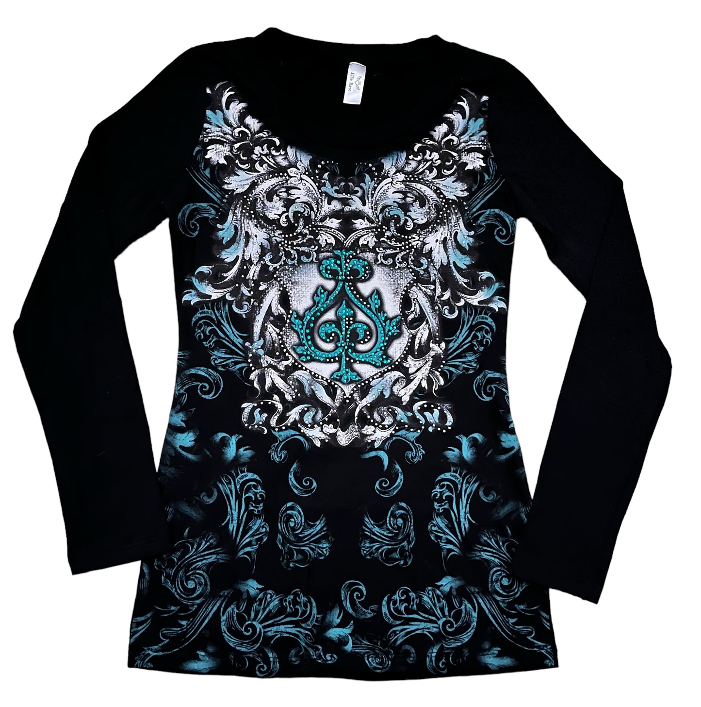 Aurora Rhinestone Long Sleeve Teal