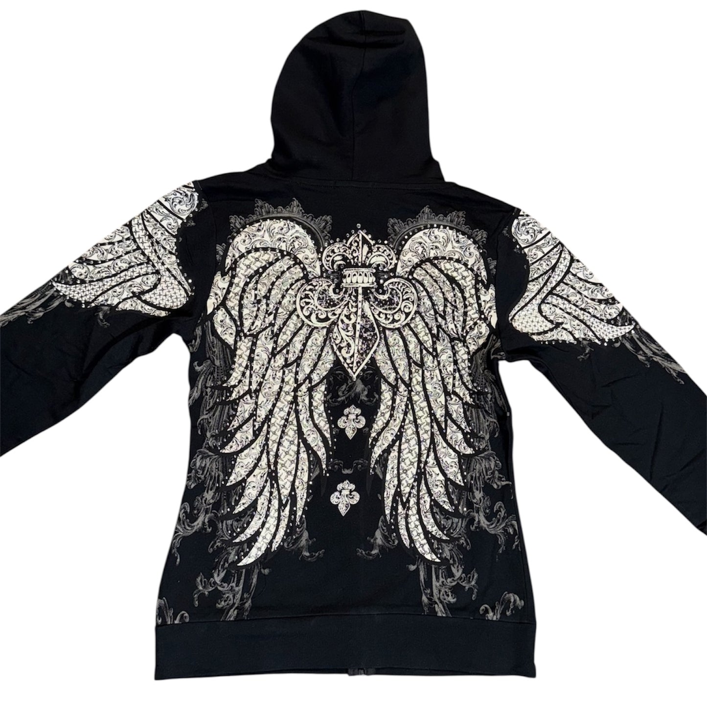 Fleur De Lis Zip Up Rhinestone Hoodie