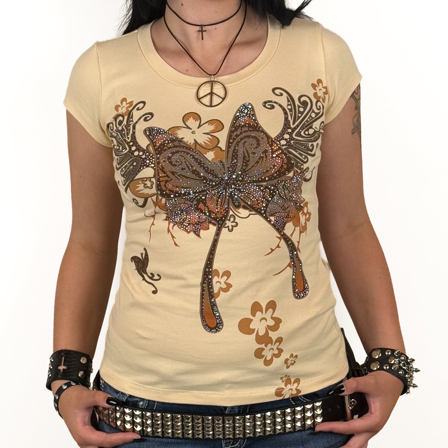 Butterfly Bliss T Shirt Light Yellow