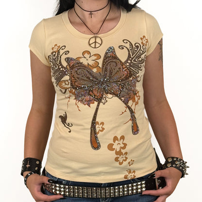 Butterfly Bliss T Shirt Light Yellow