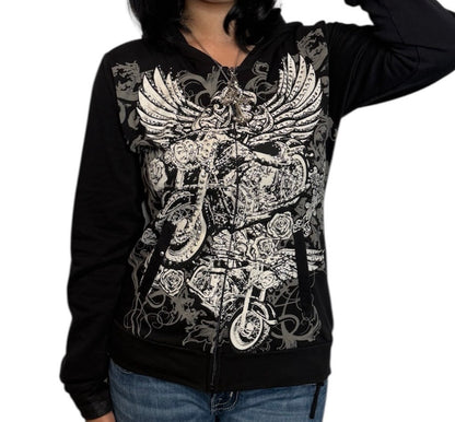 Motorcycle Rhinestone Hoodie
