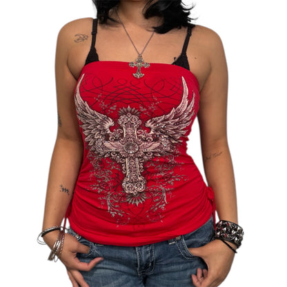 Heaven Rhinestone Tube Top Red