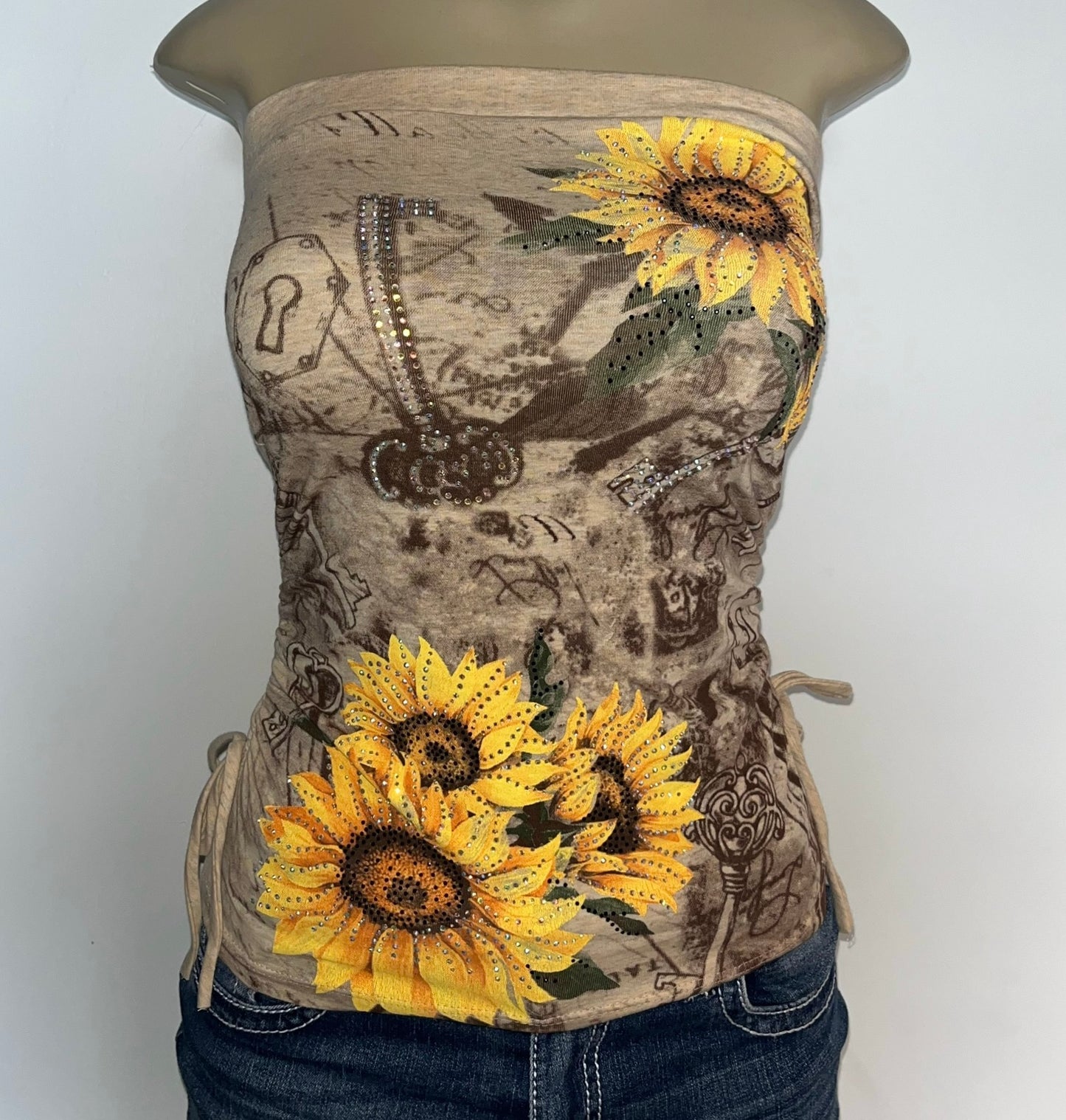 Sunflower Rhinestone Tube Top