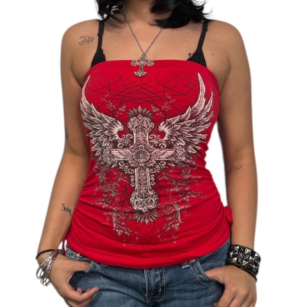 Heaven Rhinestone Tube Top Red