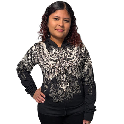 Heaven Rhinestone Zip Up Hoodie