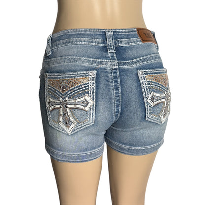 Chelsea Rhinestone Mid Waist Shorts