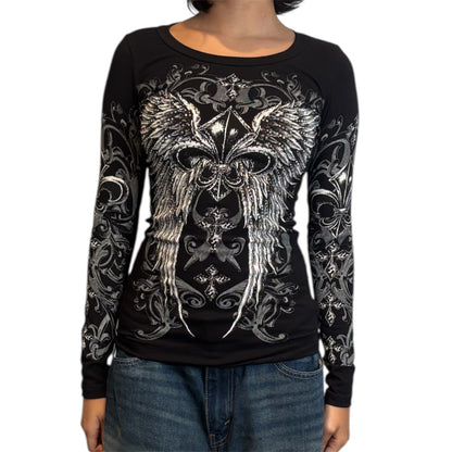 Celestia Rhinestone Long Sleeve Black
