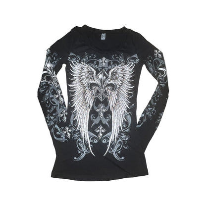 Celestia Rhinestone Long Sleeve Black