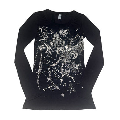 Bella Rhinestone Long Sleeve Black