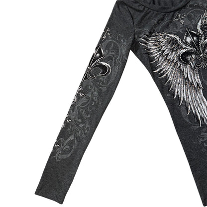 Celestia Rhinestone Long Sleeve Charcoal