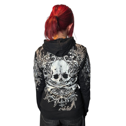 Skull Rhinestone Zip Up Hoodie